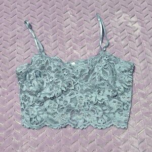Elegant Lace Crop Top in Light Blue (no tag)